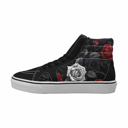 WOMEN'S Black Gothic Rose High Top Canvas Vivid Shoes