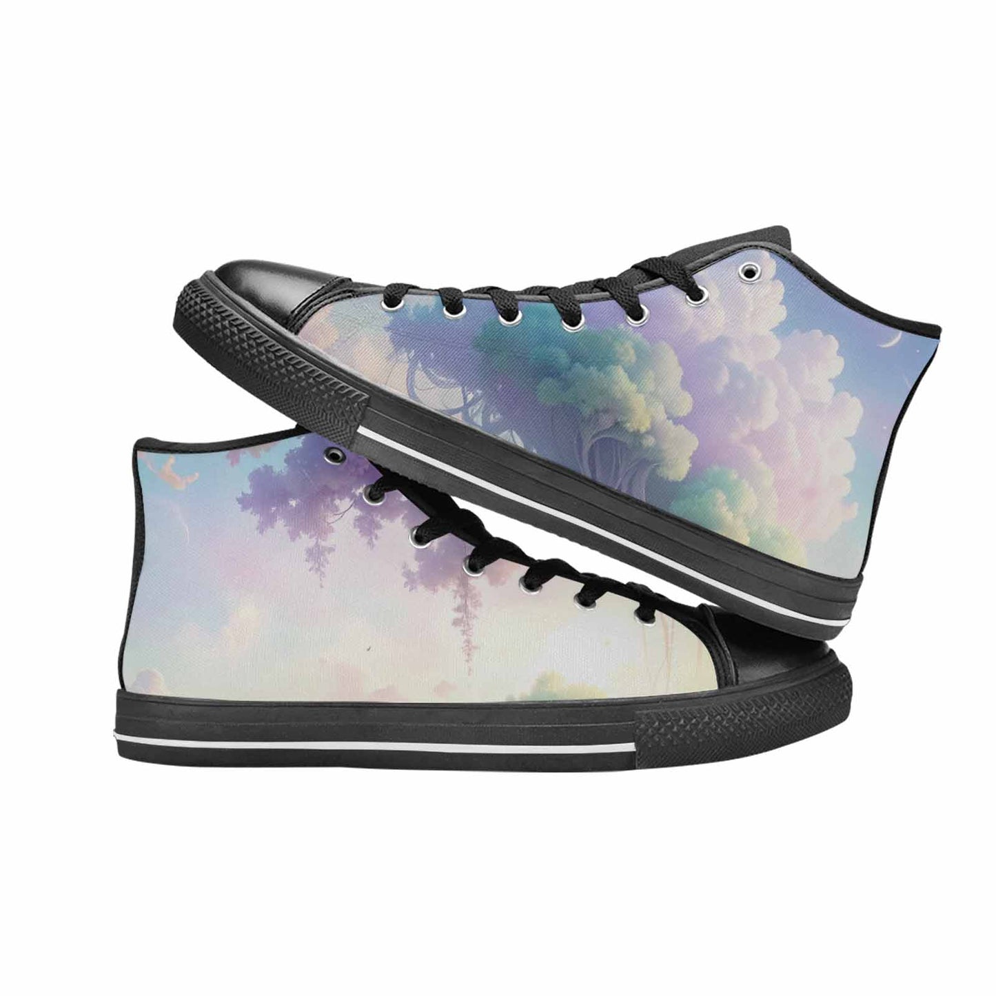 WOMEN'S Surrealist Dreamscape High Top Canvas Cottagecore Custom Sneakers