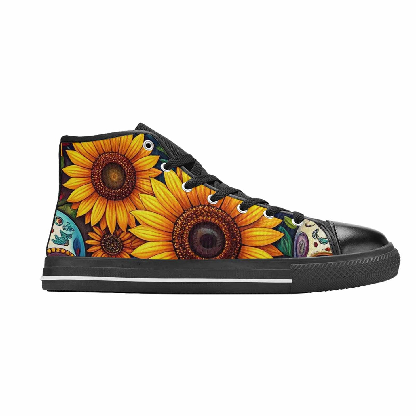 MEN'S Sunflower Skulls Print High Top Canvas Dark Academia Shoes