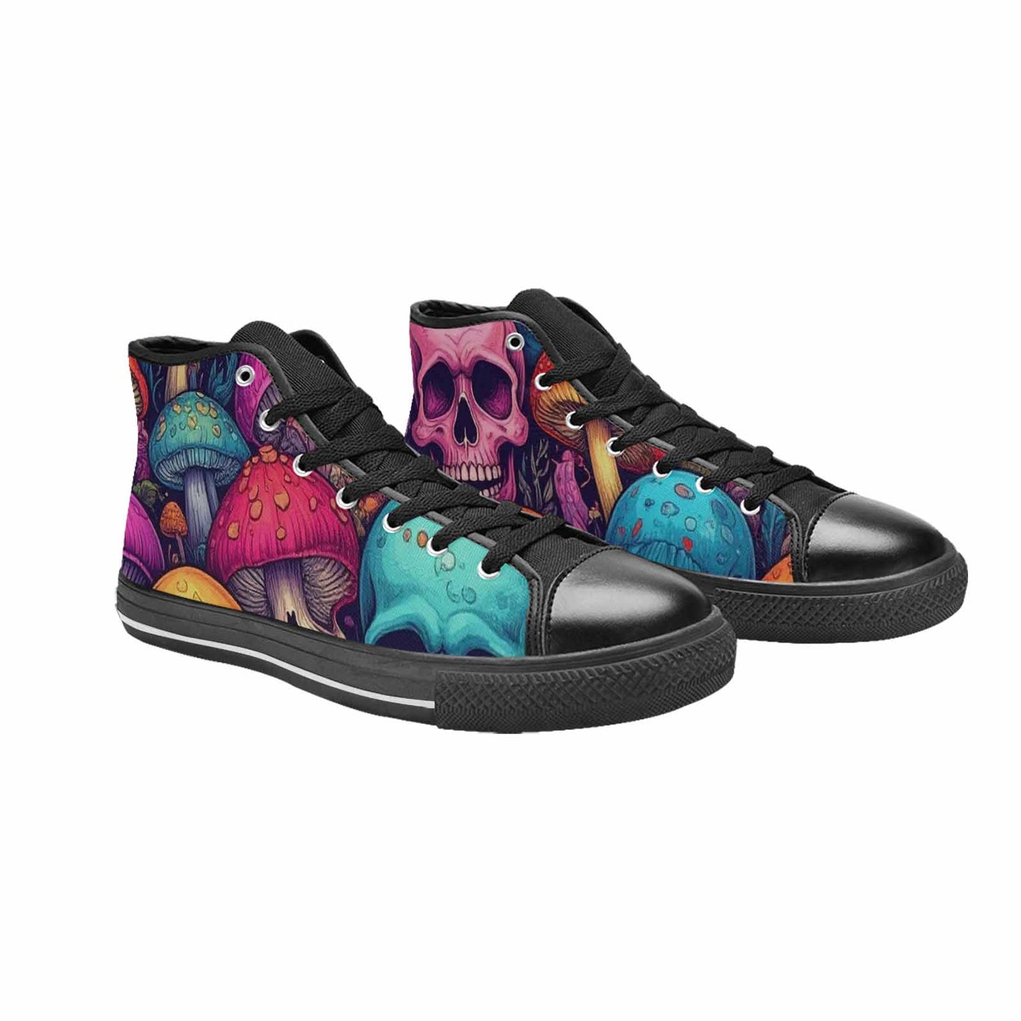WOMEN'S Mushroom Skull High Top Canvas Cottagecore Custom Shoes