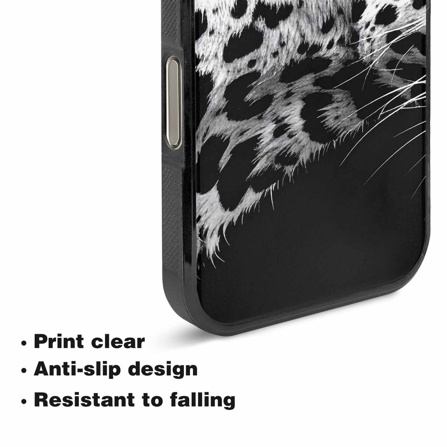 iPhone 16 Pro Max Case — Leopard Print Black And White Style, Personalized Phone Case