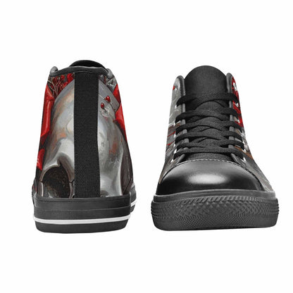 WOMEN'S Skulls Roses Chrome Airbrush High Top Canvas Y2K Sneakers