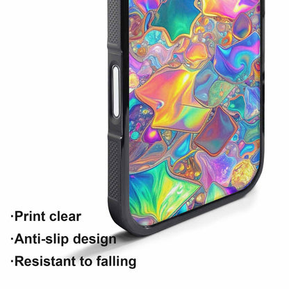 iPhone 17 Pro Max Case — Holographic Iridescent Shimmer Pattern Original Art, Custom Designed Case Cover