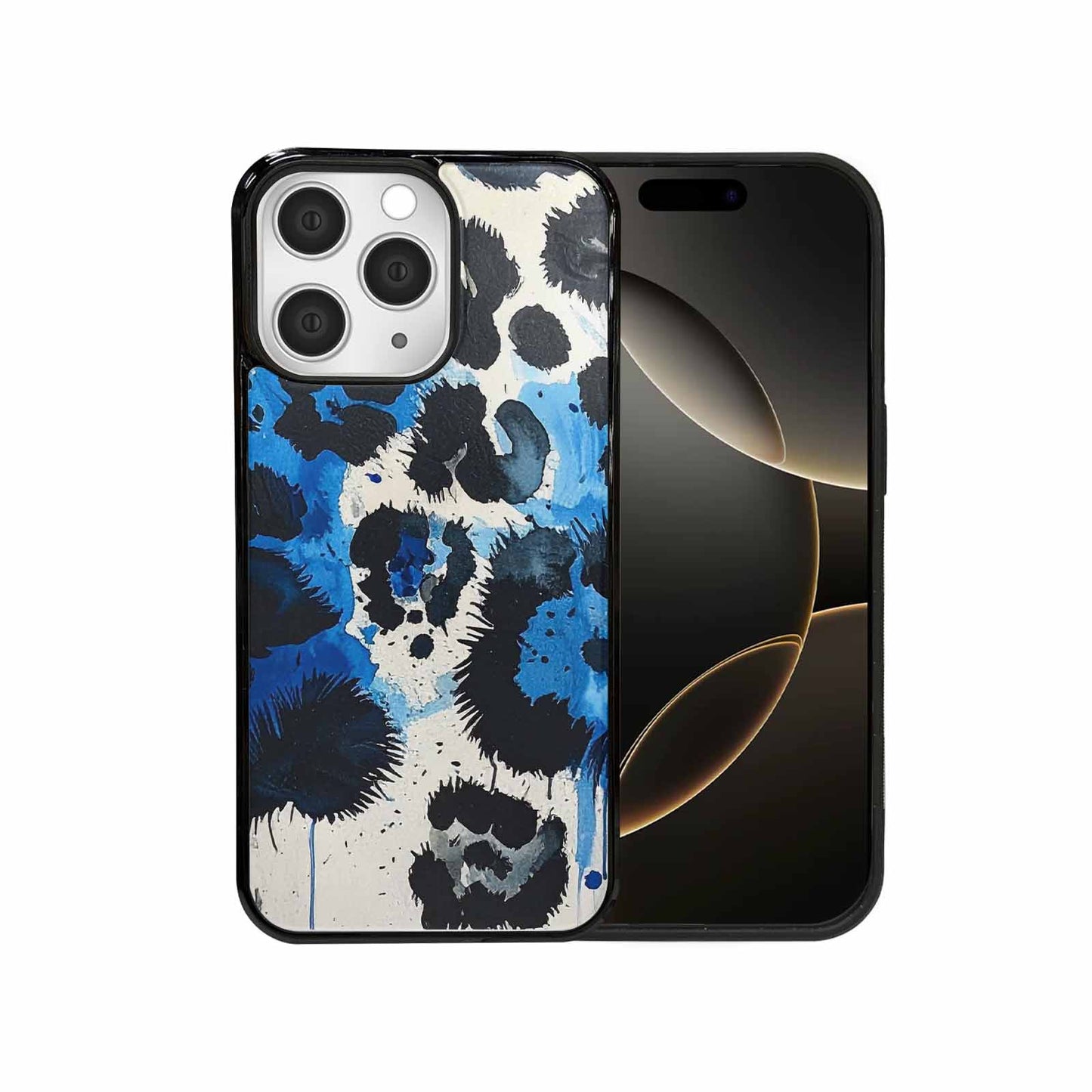iPhone 15 Pro Max Case — Animal Print Black Blue Ink Animal, Custom Printed Phone Case