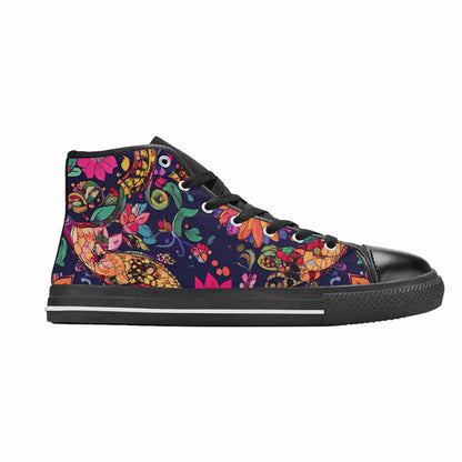 WOMEN'S Floral Snake Print High Top Canvas Dreamcore Sneakers