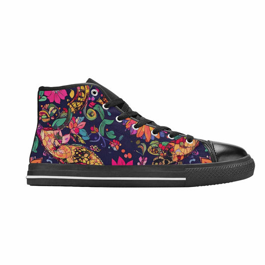WOMEN'S Floral Snake Print High Top Canvas Dreamcore Sneakers