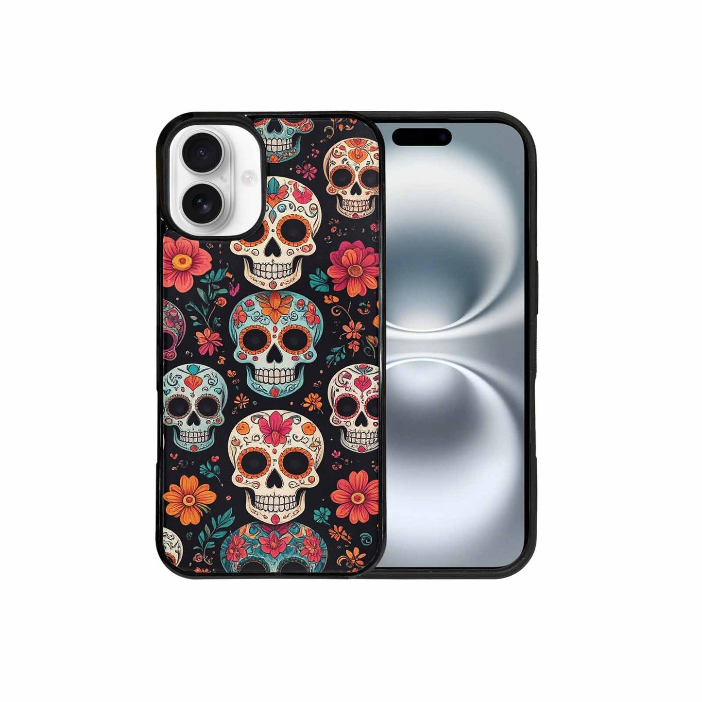 iPhone 16 Plus Case — Smaller Skulls Overlapping Seamless Pattern Of, Customized Protective Case
