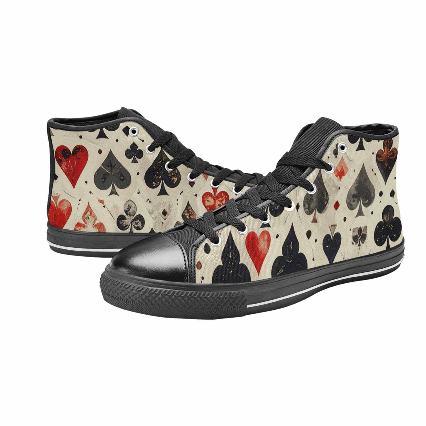WOMEN'S Playing Card Suit High Top Canvas Wallpaper Art Sneakers