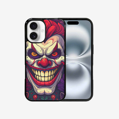 iPhone 16 Case — Evil Circus Heads Faces Overlapping Patterns, Custom Made Phone Cover