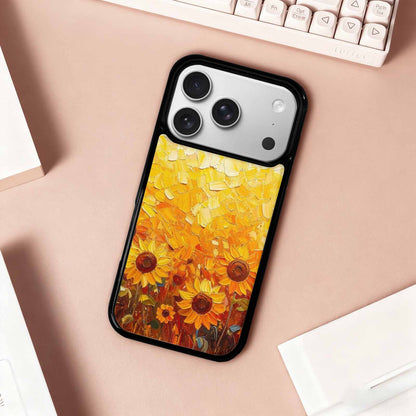 iPhone 17 Pro Case — Impressionist Sunflower Brushstroke Pattern Hundreds Floral, Customized Protective Case