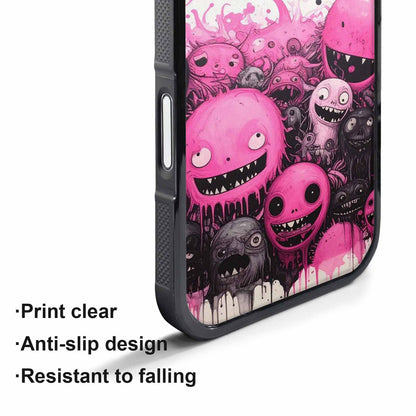 iPhone 17 Pro Case — Black Pink Ink Monsters General Cartoon, Customized Protective Case