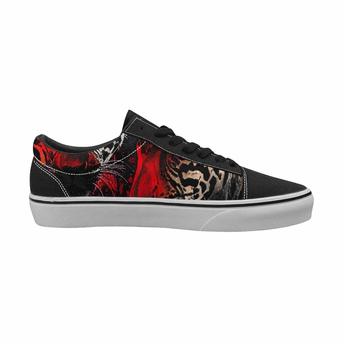 WOMEN'S Animal Print (black & Lace-Up Canvas Cottagecore Custom Sneakers