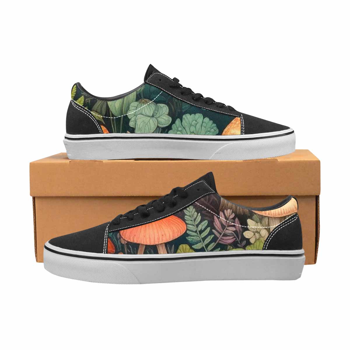 WOMEN'S Mushrooms  Botanical Mushrooms Lace-Up Canvas Aesthetic Shoes