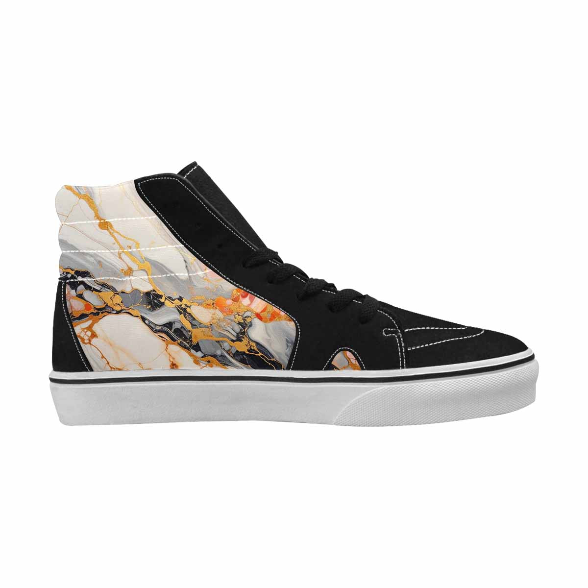 MEN'S Marble Vein High Top Canvas Vibrant Chaos Custom Sneakers