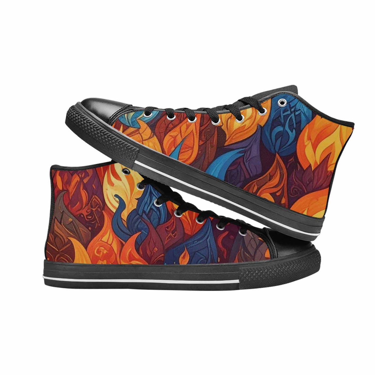WOMEN'S Fire Flame High Top Canvas Dreamcore Custom Sneakers