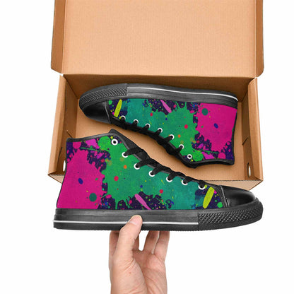 WOMEN'S Neon Paint Splatter High Top Canvas Dreamcore Custom Sneakers