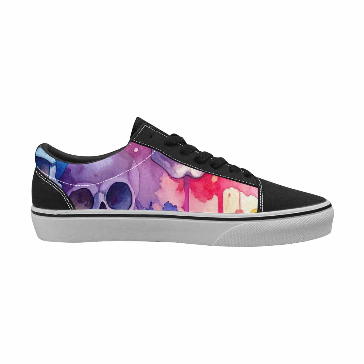 WOMEN'S Kulls - Watercolor Canvas Lace-Up Surreal Custom Shoes