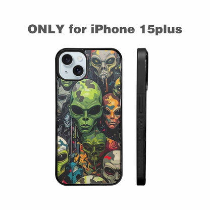 iPhone 15 Plus Case — Aliens Camo Aliens Pattern Hundreds Of, Custom Made Phone Cover
