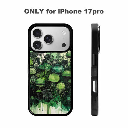 iPhone 17 Pro Case — Sea Creature Burst Black Green Original, Unique Phone Case Design