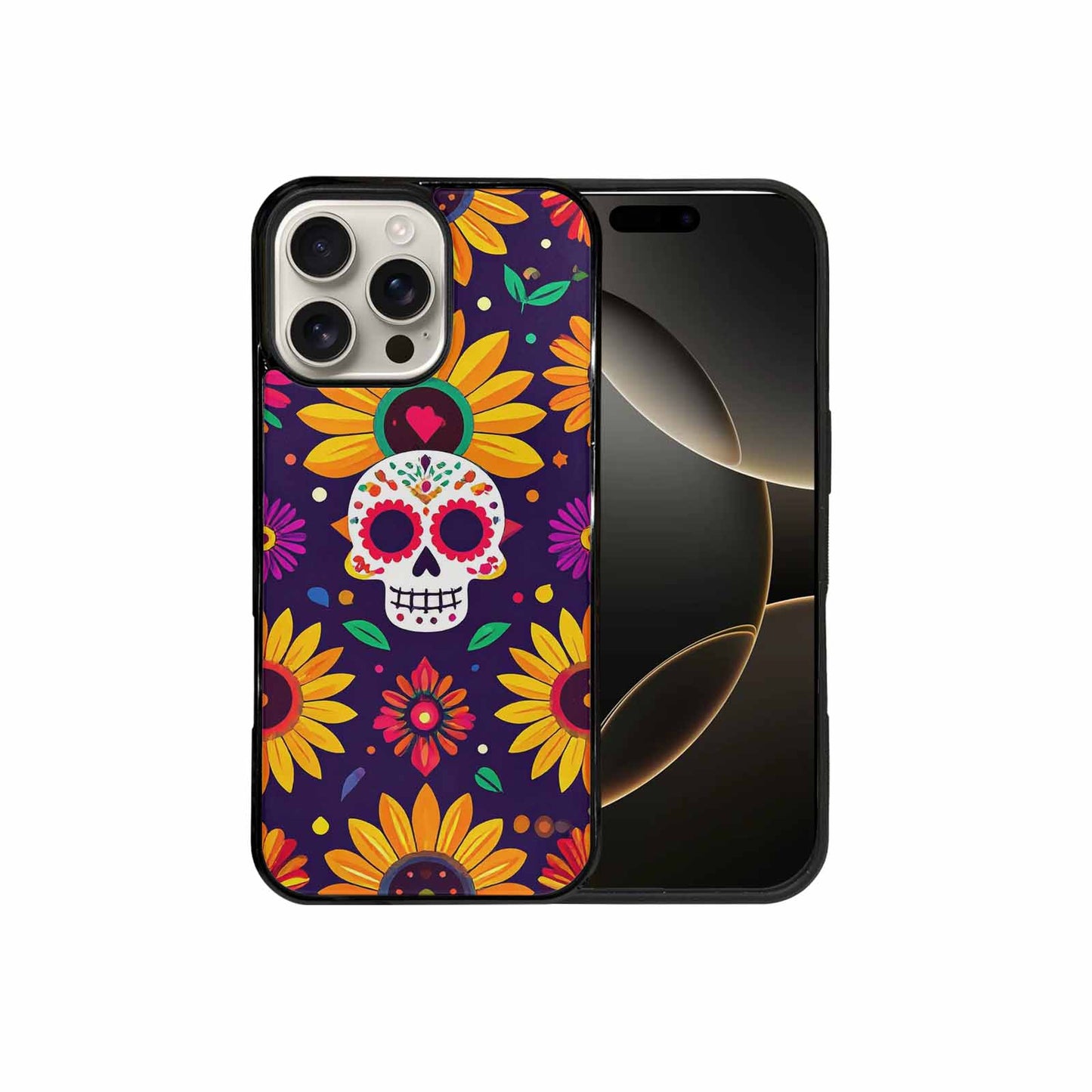 iPhone 16 Pro Max Case — Sunflowers And Skulls, Custom Phone Case