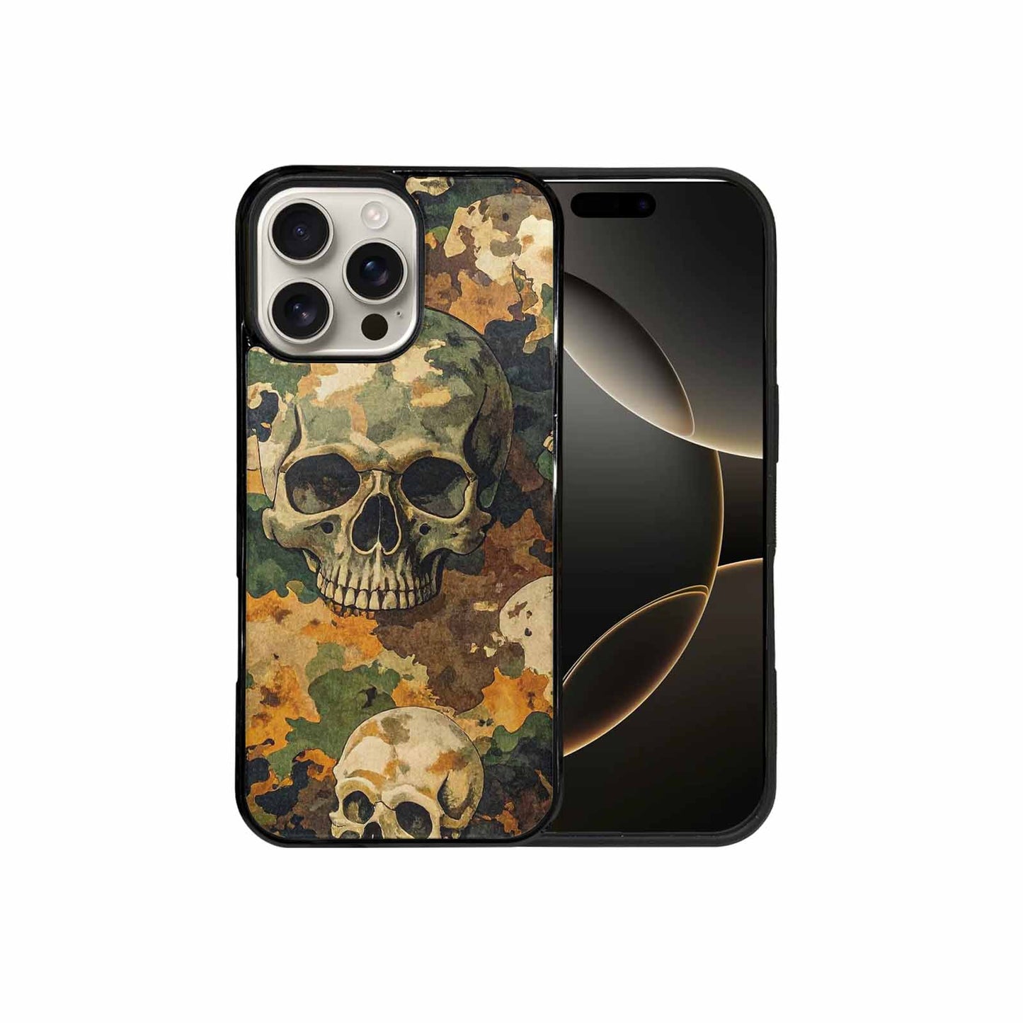 iPhone 16 Pro Max Case — Military Camo Texture Combined With Distressed, Custom Art Phone Cover