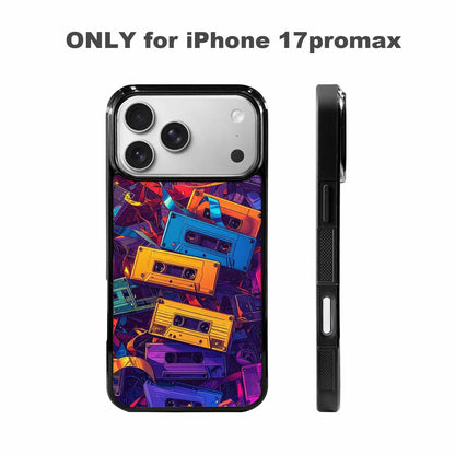 iPhone 17 Pro Max Case — Retro Cassette Tape Pattern Retro Vintage, Custom Printed Phone Case