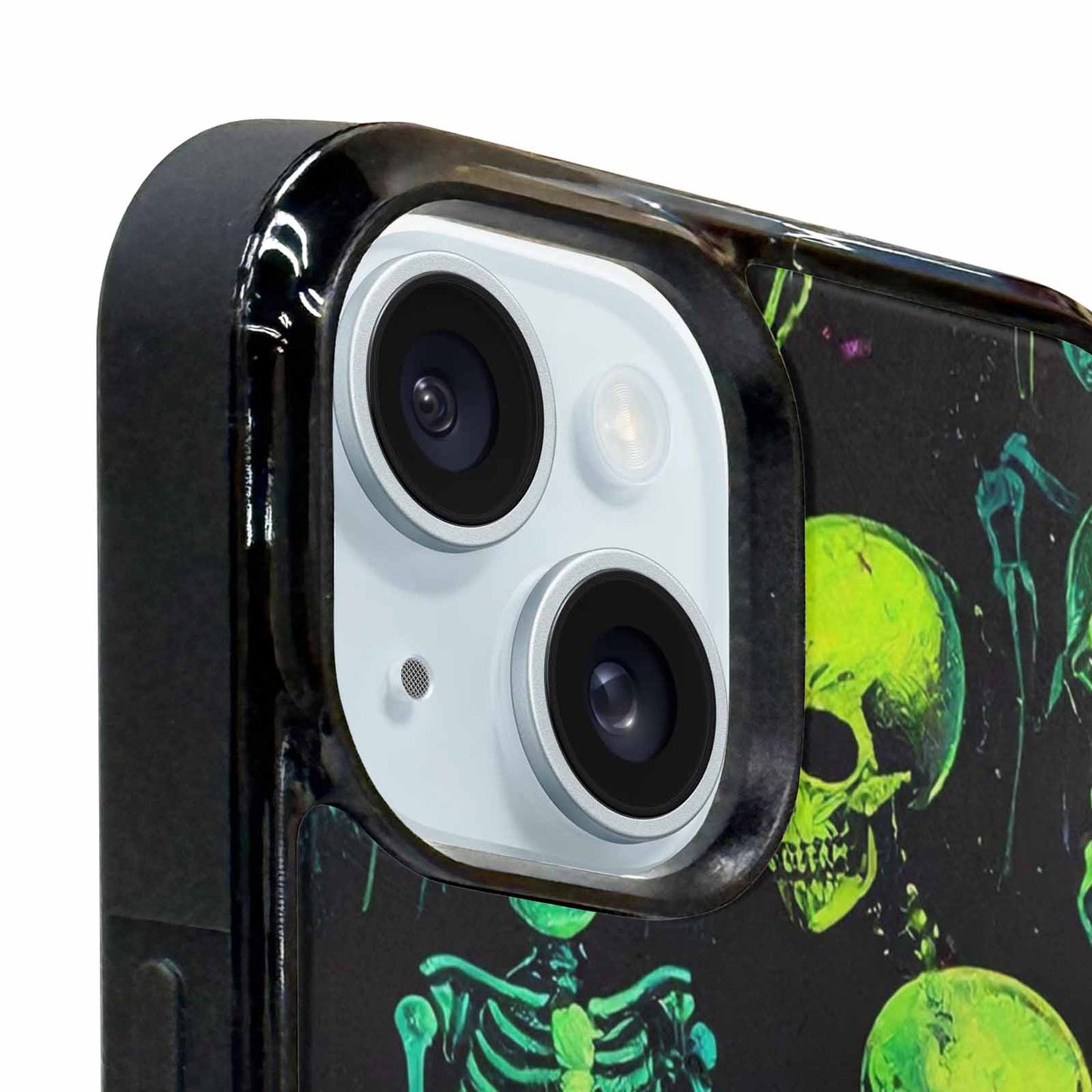 iPhone 15 Plus Case — Skeletons Neon Green Glowskele, Custom Made Phone Cover