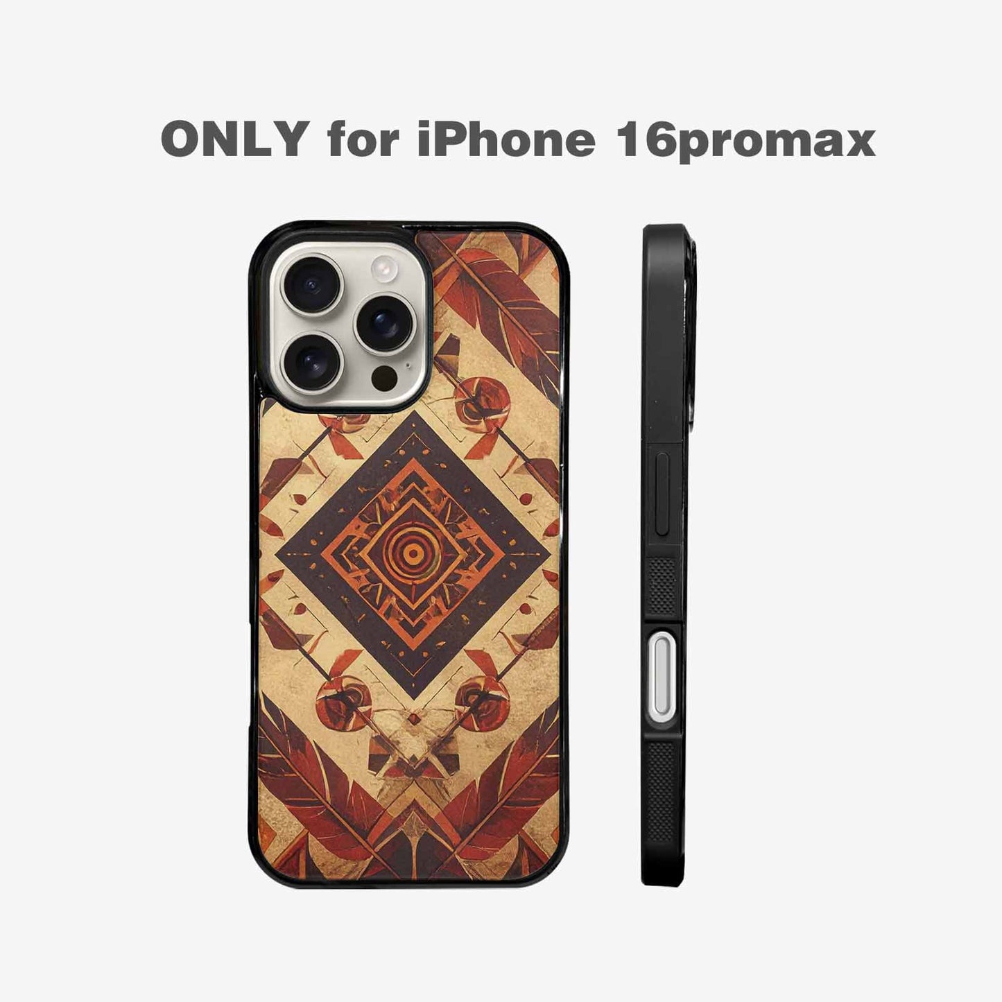 iPhone 16 Pro Max Case — Native American Geometric Pattern Arrows Feathers, Unique Phone Case Design