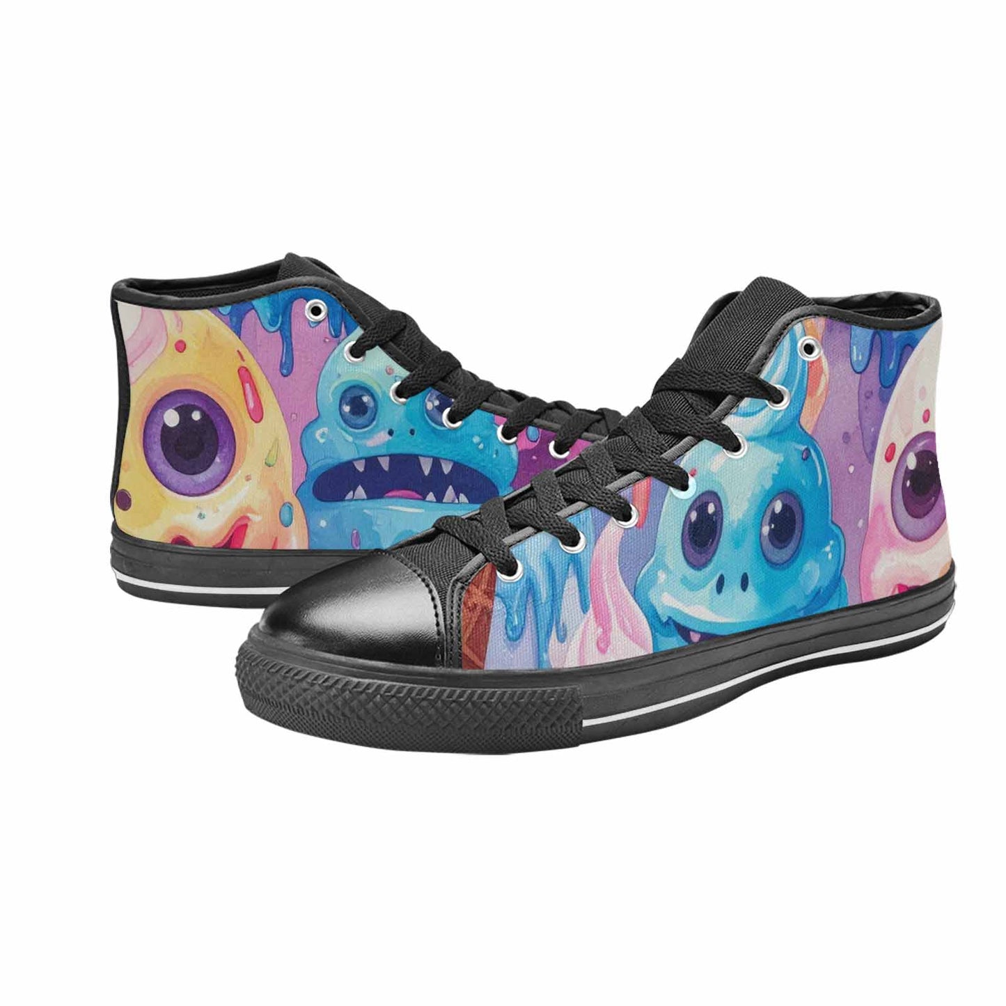 WOMEN'S Melting Icecream Cone Monster High Top Canvas Vibrant Chaos Shoes