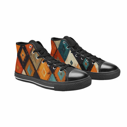 WOMEN'S Southwestern Geometric Diamond High Top Canvas Grunge Custom Sneakers