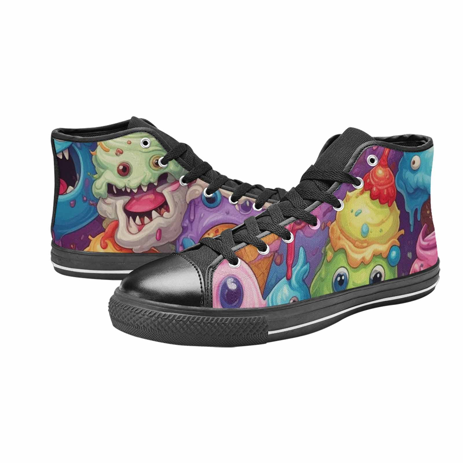 MEN'S Melting Icecream Cone Monster High Top Canvas Neon Fantasy Shoes