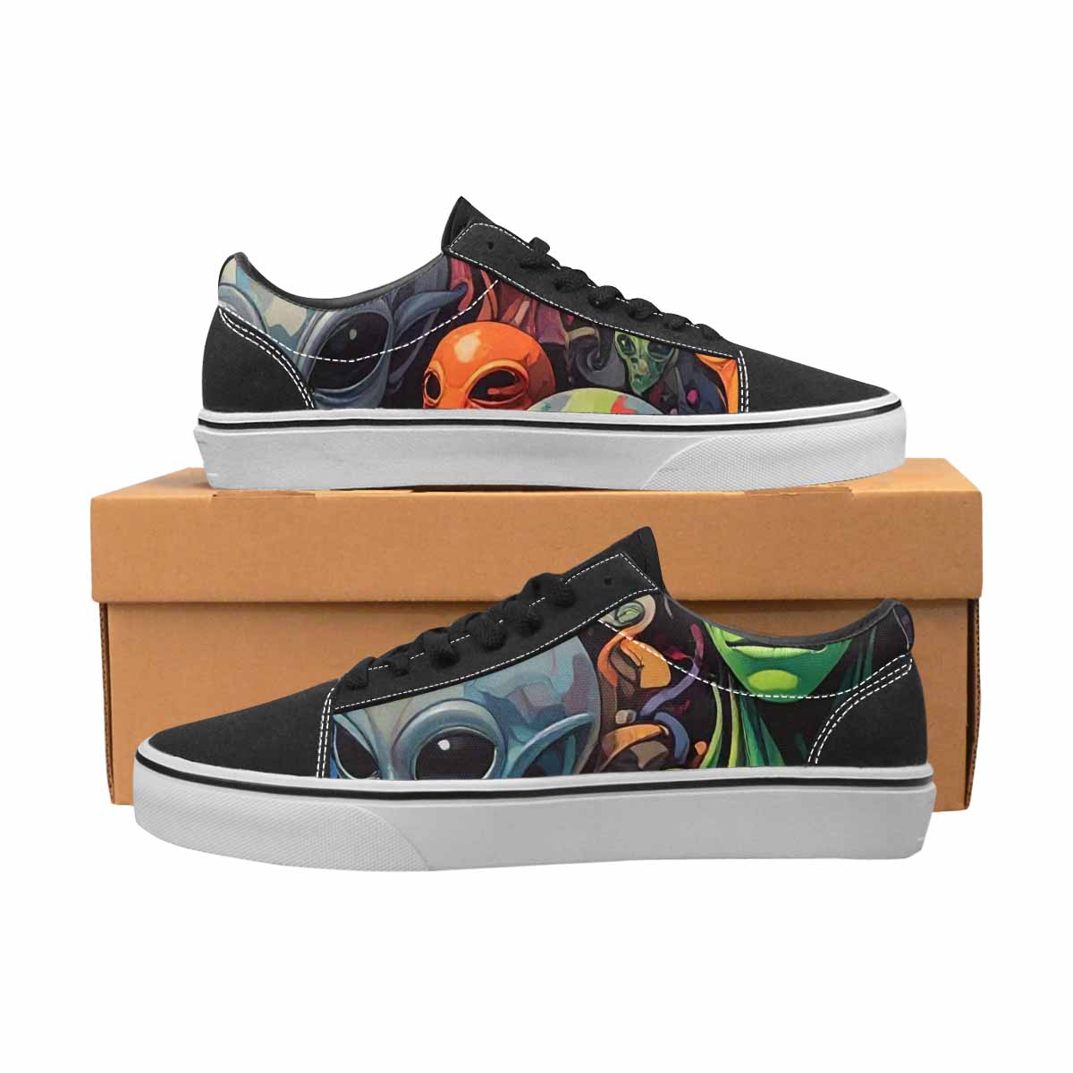 WOMEN'S Aliens × Camo Aliens Lace-Up Canvas Dark Academia Sneakers