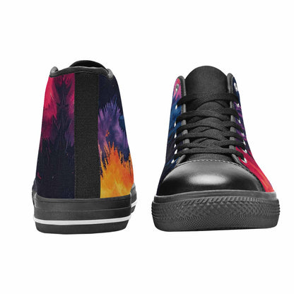 WOMEN'S Tie Dye Dark High Top Canvas Vibrant Chaos Custom Sneakers