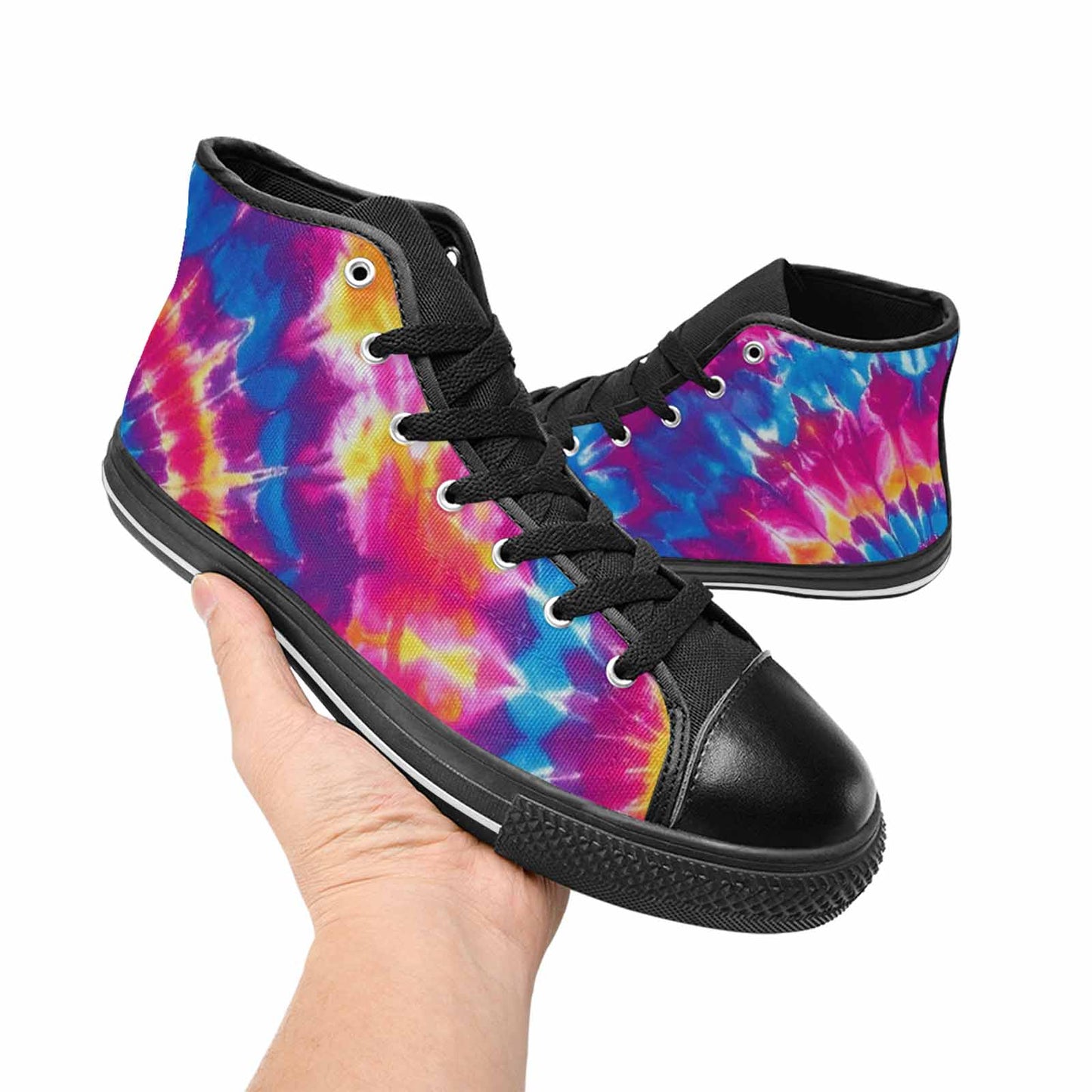 MEN'S Tie Dye Spiral High Top Canvas Vibrant Chaos Custom Sneakers