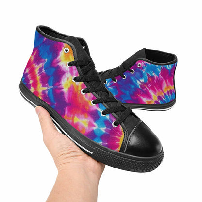 MEN'S Tie Dye Spiral High Top Canvas Vibrant Chaos Custom Sneakers