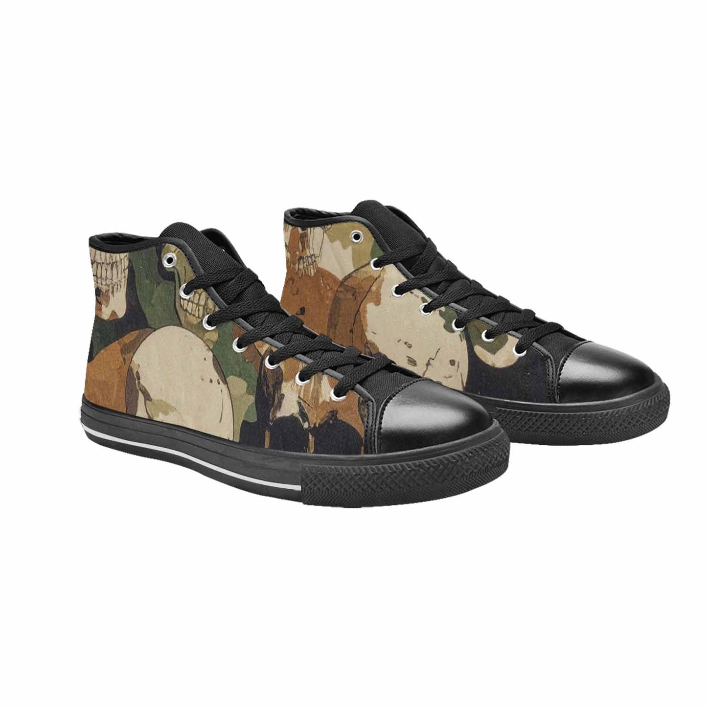 MEN'S Military Camo Skull High Top Canvas Vivid Custom Sneakers