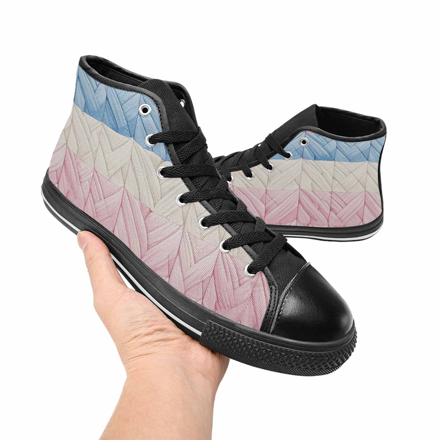 MEN'S Transgender Flag Color High Top Canvas Aesthetic Custom Sneakers