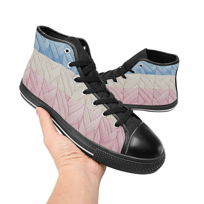 MEN'S Transgender Flag Color High Top Canvas Aesthetic Custom Sneakers
