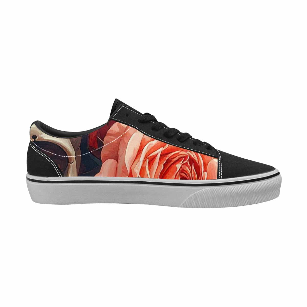 WOMEN'S Skulls Roses Soft Airbrush Canvas Lace-Up Cottagecore Sneakers