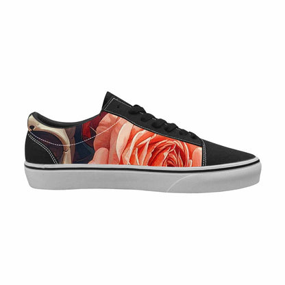 WOMEN'S Skulls Roses Soft Airbrush Canvas Lace-Up Cottagecore Sneakers