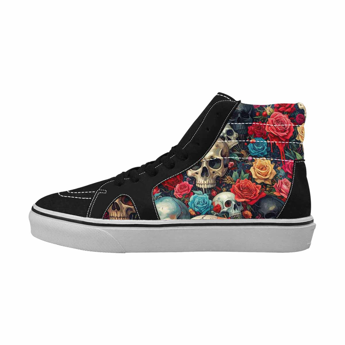 MEN'S Skulls Roses Melting Skulls High Top Canvas Melting Art Sneakers