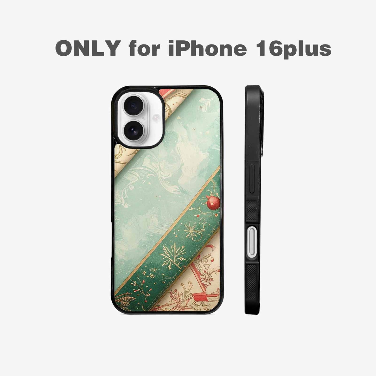 iPhone 16 Plus Case — Christmas Wrapping Paper Pattern Art Wallpaper, Custom Art Phone Cover