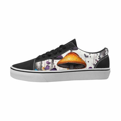 WOMEN'S Mushrooms Black & Purple Ink Canvas Custom Fashion Dreamcore Custom Printed Shoes