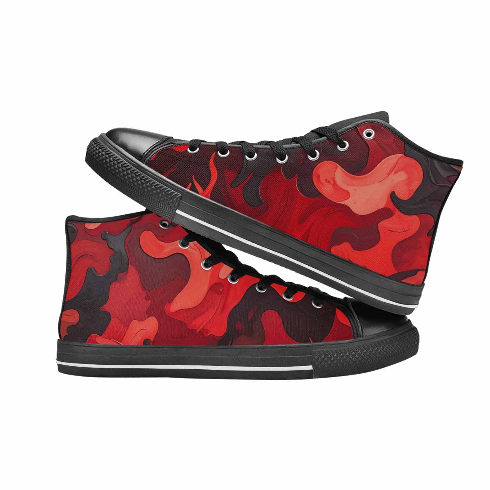 WOMEN'S Military Camouflage Blotch High Top Canvas Surreal Custom Sneakers