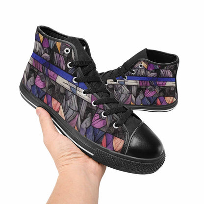 MEN'S Asexual Flag Color High Top Canvas Aesthetic Custom Sneakers