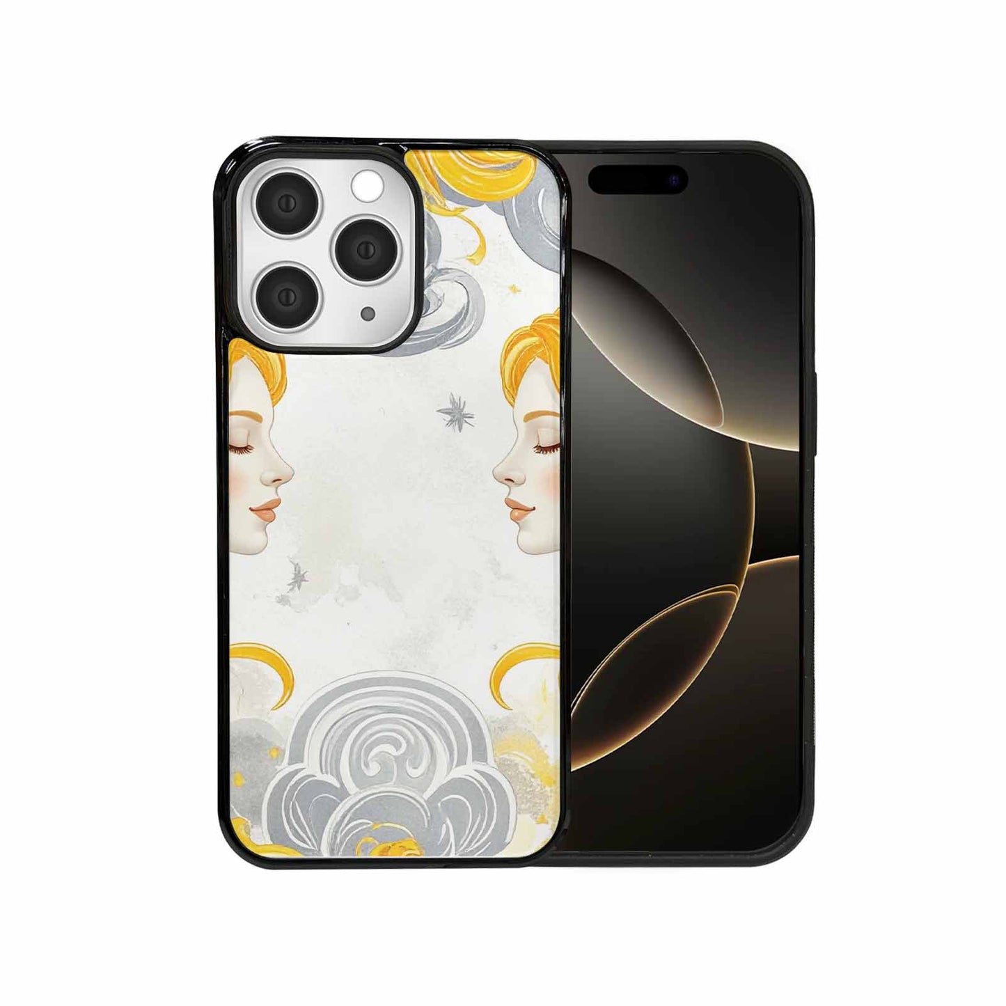 iPhone 15 Pro Max Case — Gemini Twins Zodiac Pattern Seamless Repeat, Custom Designed Case Cover