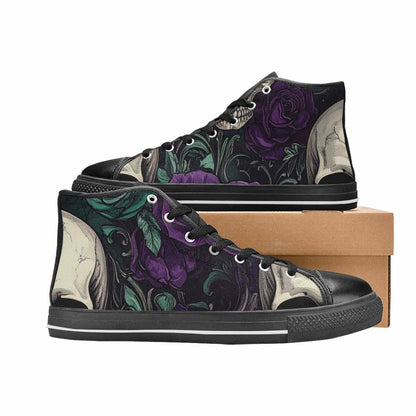 WOMEN'S Skulls Roses Gothic Filigree High Top Canvas Aesthetic Custom Sneakers