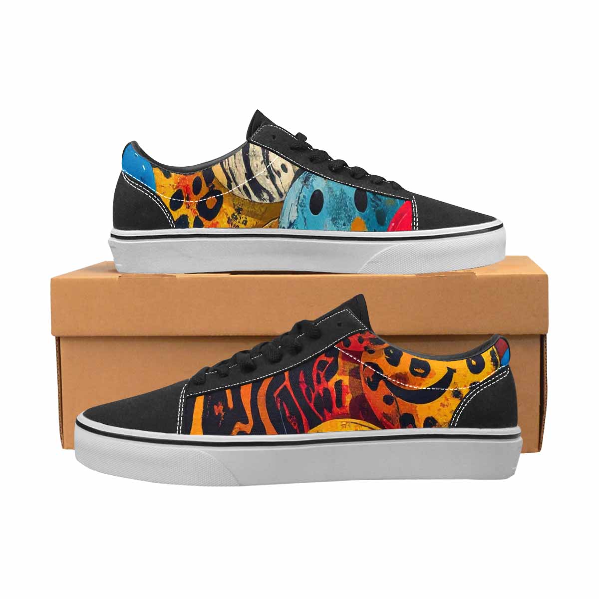 WOMEN'S Smiley Faces Lace-Up Canvas Kaleidoscope Sneakers