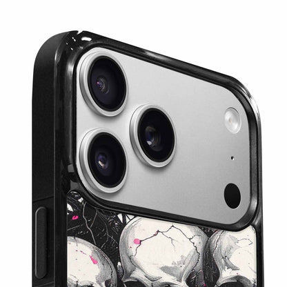 iPhone 17 Pro Max Case — Black &amp; Pink Ink Gothic Skulls, Custom Phone Case