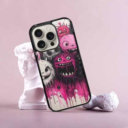 iPhone 16 Pro Case — Monsters General Black Pink Ink Cartoon, Custom Print Case Cover